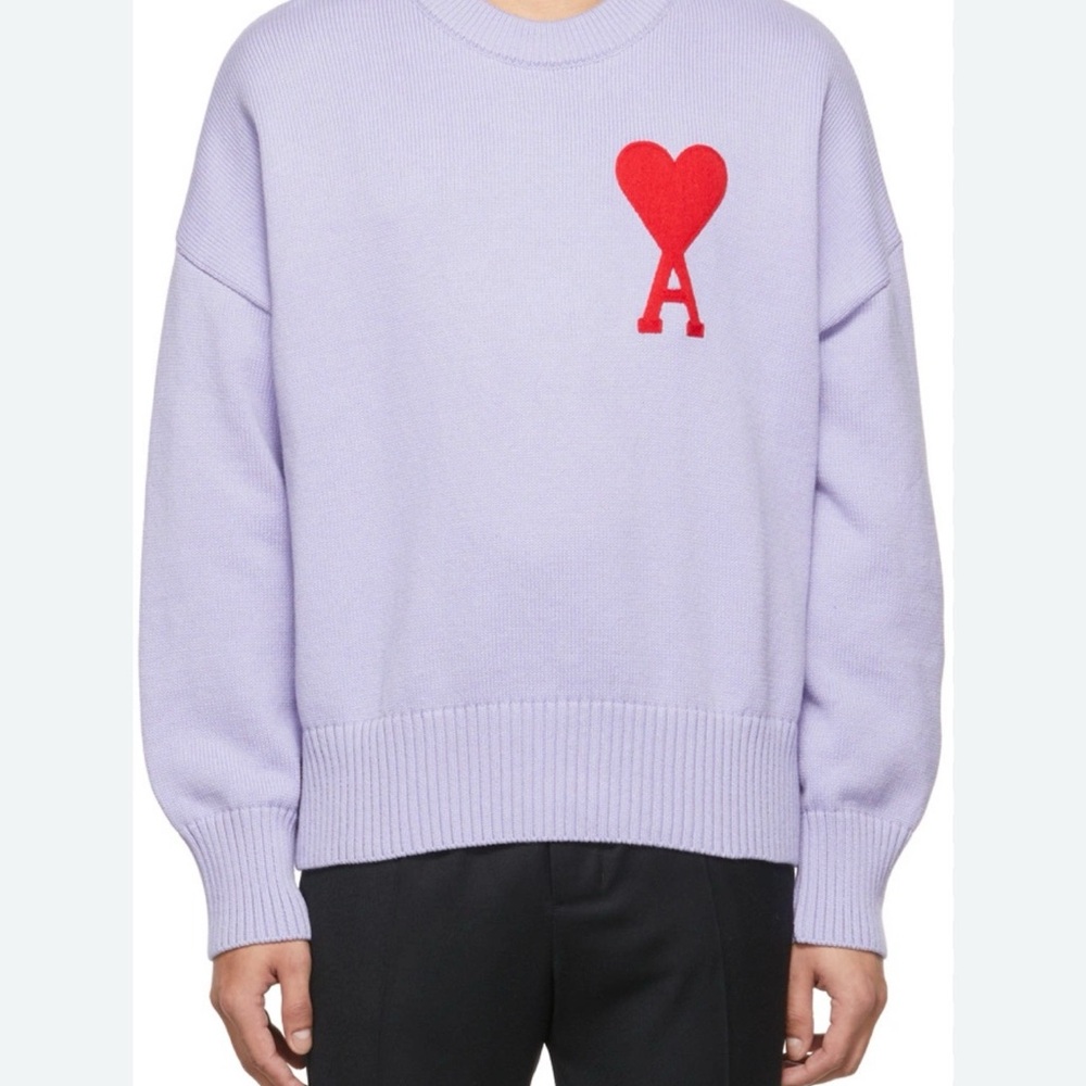 Ami Lavender Sweater with Red Logo